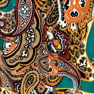 Kim Rogers Colorful Paisley Knit 3/4 Sleeve Blouse - Orange, Green, Teal, Beige